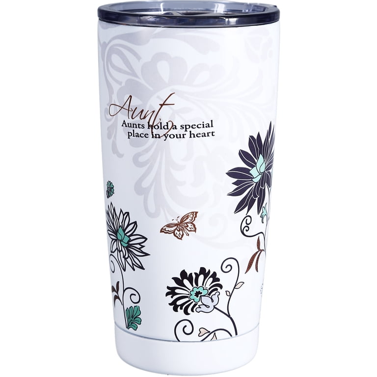 Pavilion - Aunt - 20 Oz Floral Double-Walled Stainless Steel & Plastic  Travel Coffee Cup Mug With BPA-Free Slide Open Lid
