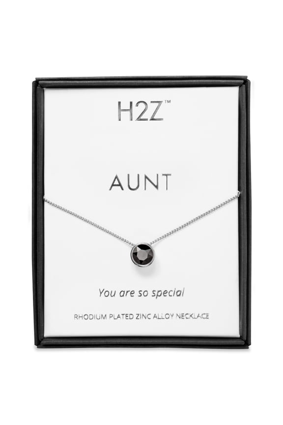 Pavilion - Aunt Gift - Black Swarovski Elements Rhodium Silver Pendant Necklace With 17.5 Inch Chain