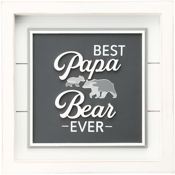 Pavilion - Best Papa Bear Ever 10 Wood Plaque, Wall Art Novelty Fathers Day MDF Sign, Fathers Day Gift Ideas, Wall Plaque Decor, Presents for Birthday Christmas, 1 Count