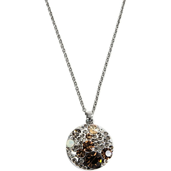Pavilion-Brown & Silver Bubbled Crystal Necklace made from Swarovski Elements