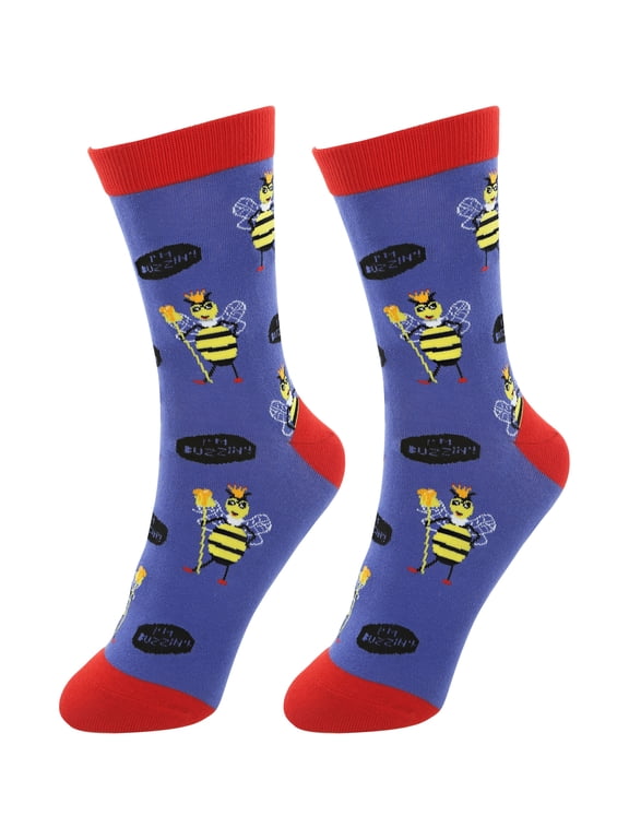 Pavilion - Buzz Off! - Medium-Large Monkey Humorous Unisex Crew Cut Socks