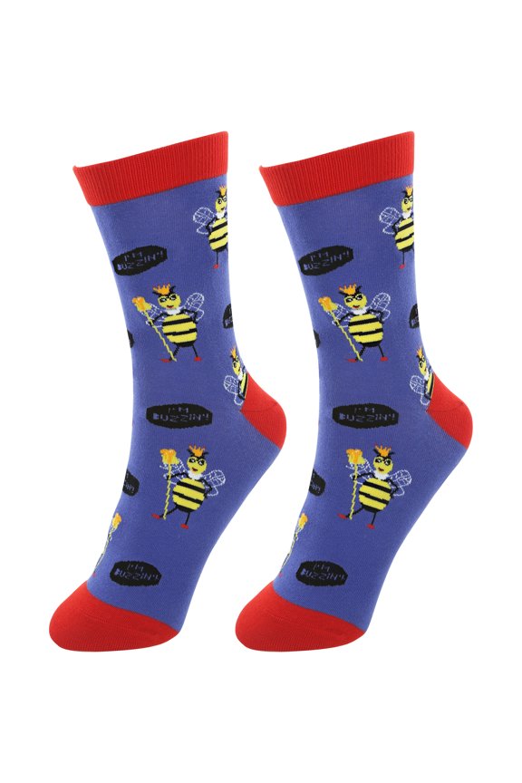 Pavilion - Buzz Off! - Medium-Large Monkey Humorous Unisex Crew Cut Socks