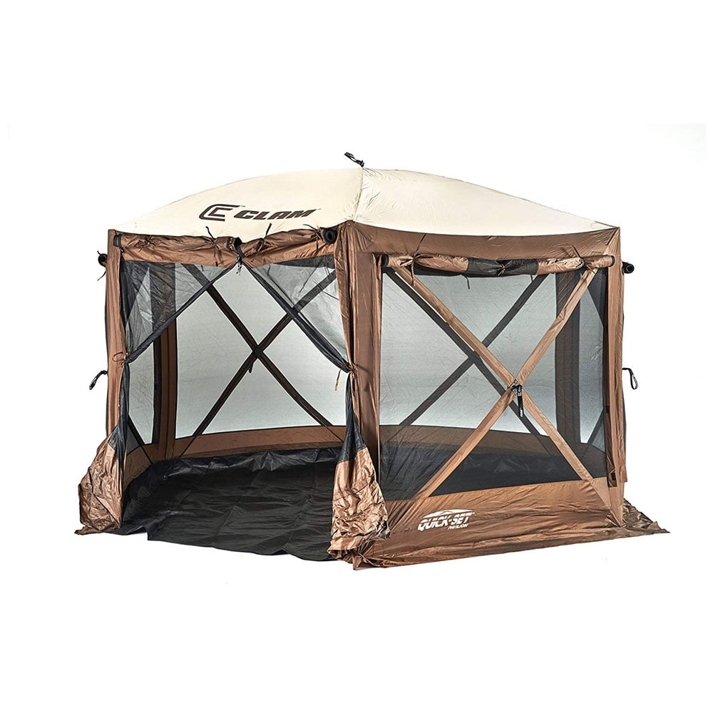Brown Fiberglass Pop-Up Camping Gazebo with Polyester Canopy