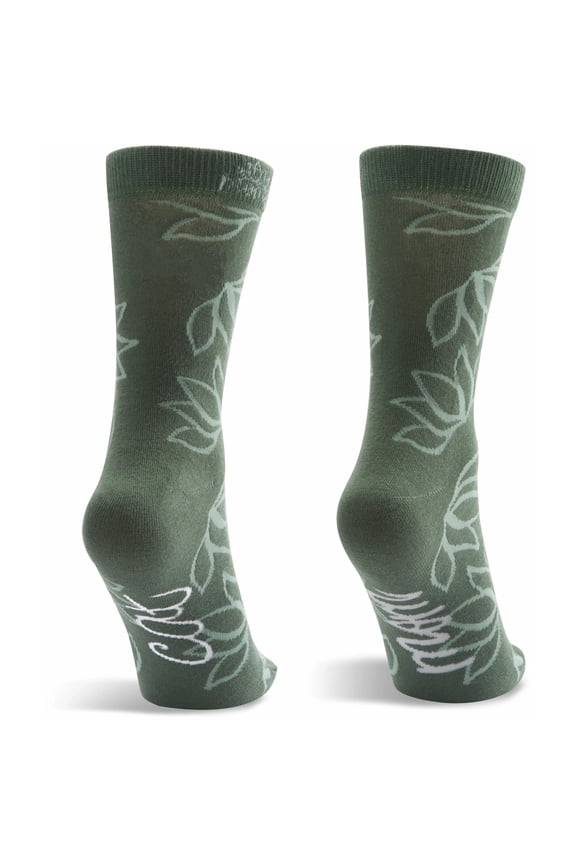 Pavilion - Cat Mom Green Lotus Flower Patterned Women's Crew Socks