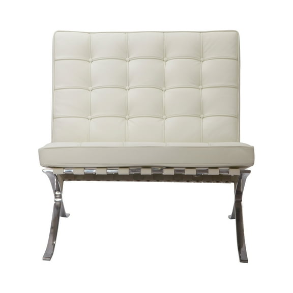 Pavilion Chair Premium Leather Solid One Piece Stainless Steel Frame White