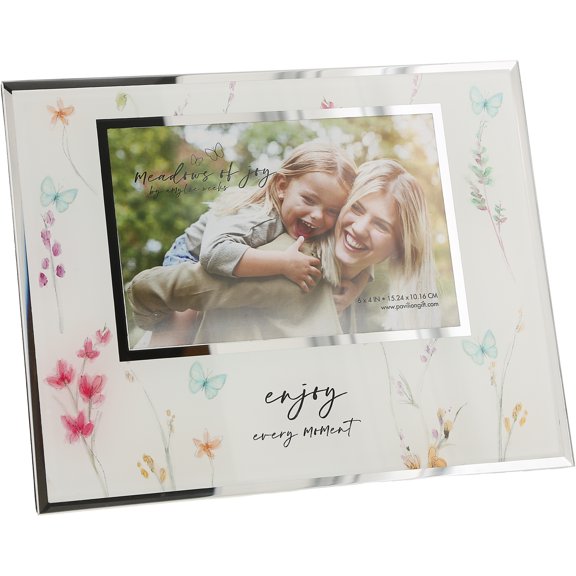 Pavilion - Enjoy Every Moment - Mirror Glass Photo Frame - Holds 6 x 4-Inches Photo, Inspirational Picture Frame, Friend Encouragement Gift, 1 Count, 9.25 x 7.25 -Inches Overall in Size