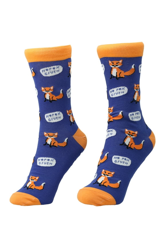 Pavilion - For Fox Sake - No Fox Given - Unisex M/L Women US 9-13 Men US 8-12 Crew Cut Cotton Blend Socks Funny Co-Worker Nature Zoologist Fox Lover Gift