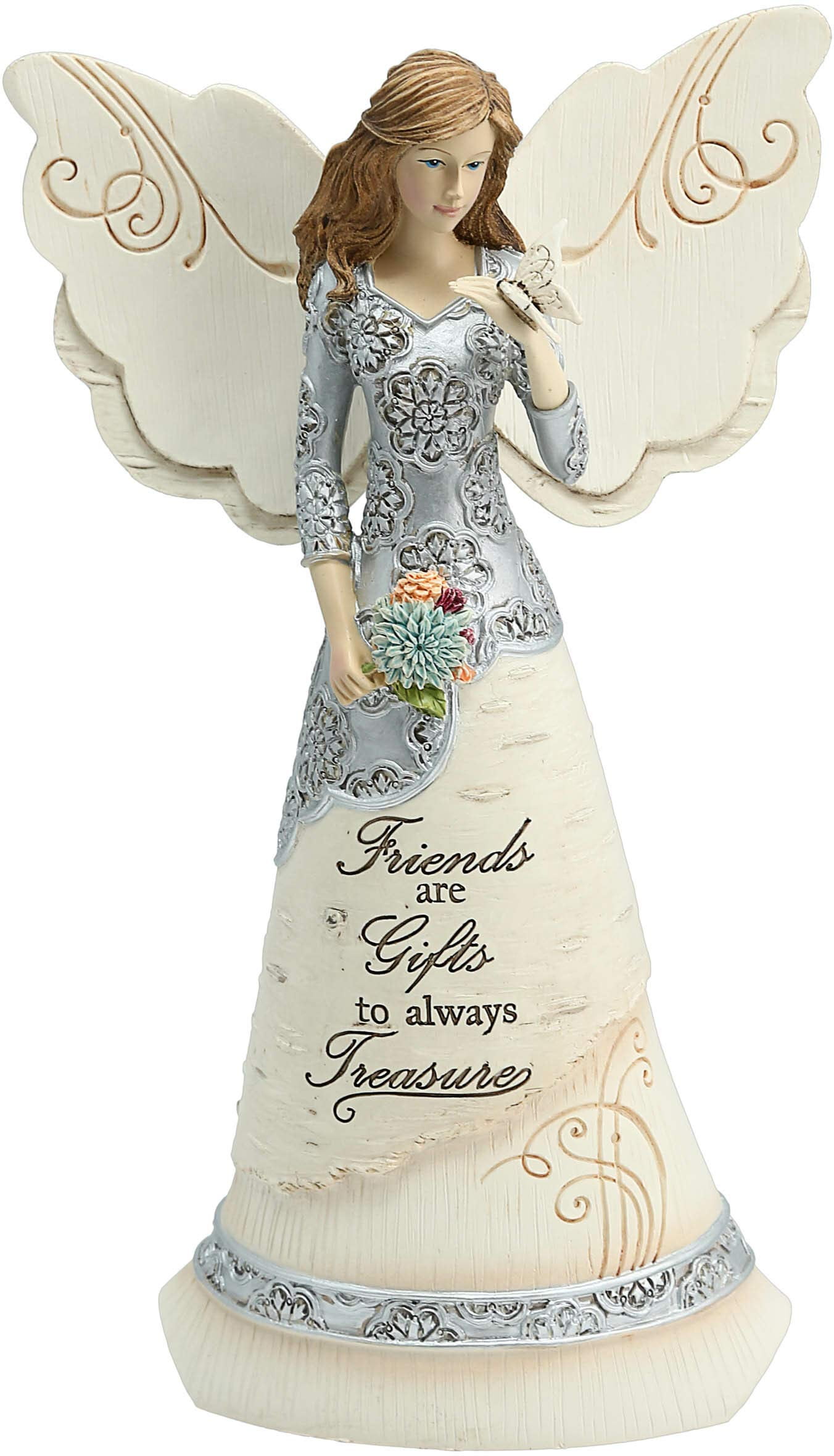 8-Inch White Resin Angel Figurine with Sentimental Inscription