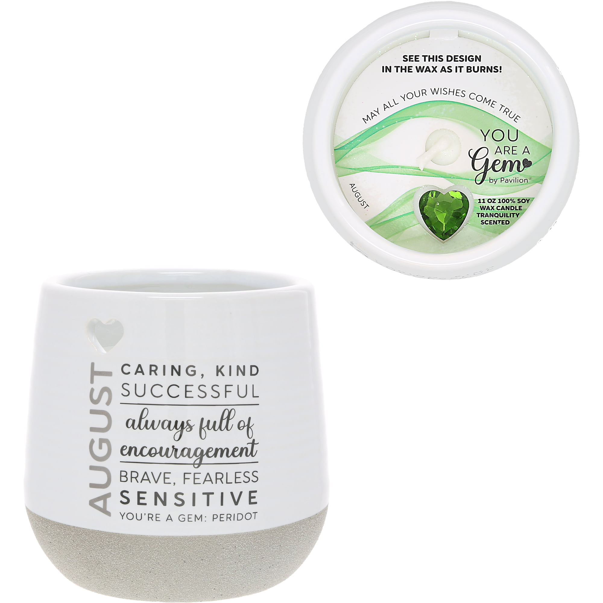 Pavilion Gift August Candle - 11 oz - 100% Soy Wax Reveal Candle with Faux Birthstone Scent: Tranquility - Candle Reveal May All Your Wishes Come True