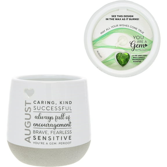 Pavilion Gift August Candle - 11 oz - 100% Soy Wax Reveal Candle with Faux Birthstone Scent: Tranquility - Candle Reveal May All Your Wishes Come True