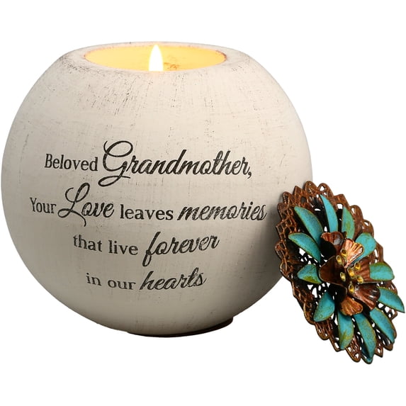 Pavilion Gift Company Beloved Grandmother Terra Cotta Candle Holder, 4-Inch, Beige