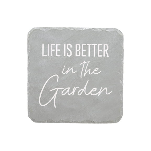 Pavilion Gift Company 25305 7.75" x 7.75" Garden Stone, Light Gray, White