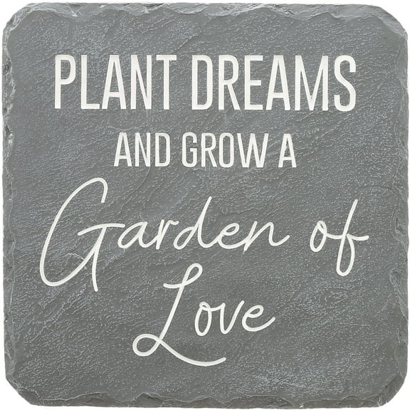 Pavilion Gift Company 25306 Love-7.75" x 7.75" Garden Stone, Gray, White