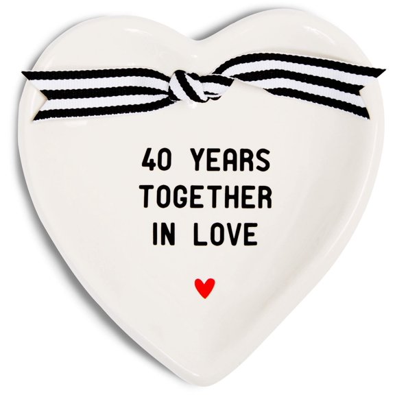 Pavilion Gift Company - 40th Anniversary - 4.5" x 4.5" Heart-Shaped Keepsake Dish
