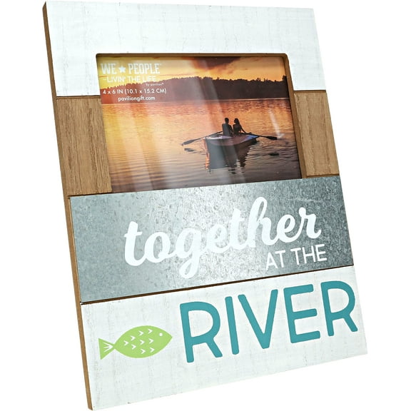 Pavilion Gift Company 67801 Together at The River - 7.75x10 Inch Horizontal Easel Back Picture Frame, Gray
