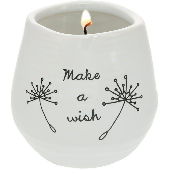 Pavilion Gift Company 77110 Plain Dandelion Wishes - Make A Wish White Ceramic Soy Serenity Scented Candle,