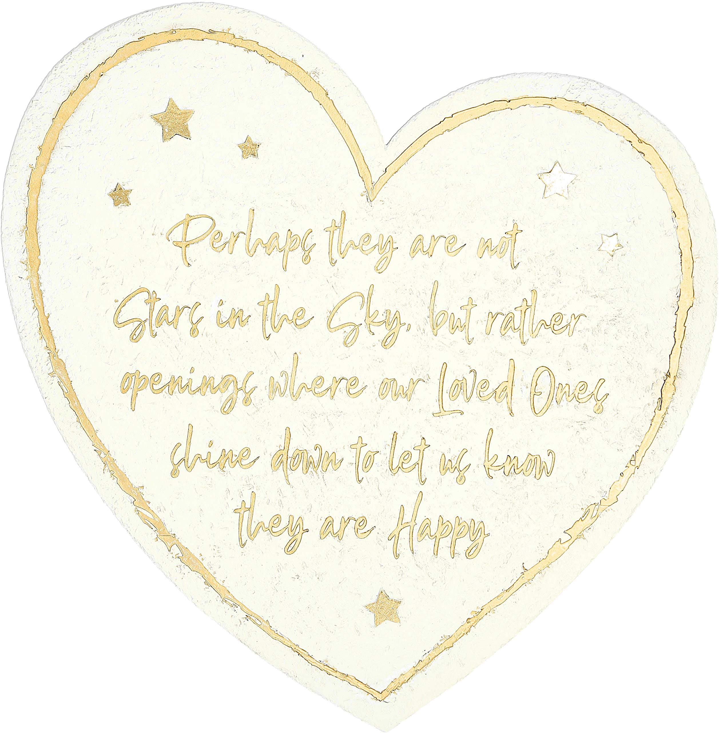 Pavilion Gift Company 99151 Pavilion-Stars in The Sky-11 Inch Heart Shaped Memorial Resin Garden Stone Outdoor-plaques, Beige