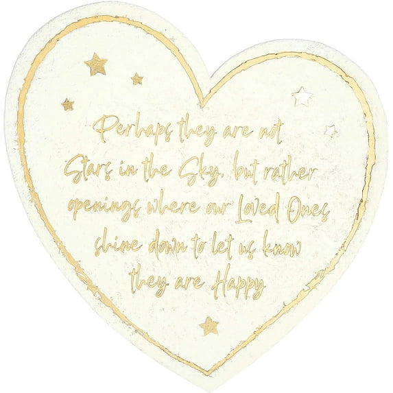 Pavilion Gift Company 99151 Pavilion-Stars in The Sky-11 Inch Heart Shaped Memorial Resin Garden Stone Outdoor-plaques, Beige