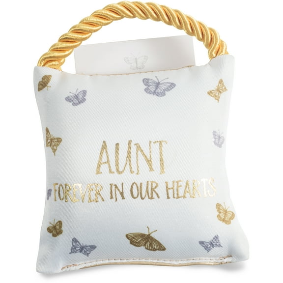 Pavilion Gift Company Aunt 4.5" Memorial Pocket Pillow, 4.5 x 4.5 Inch, Gold