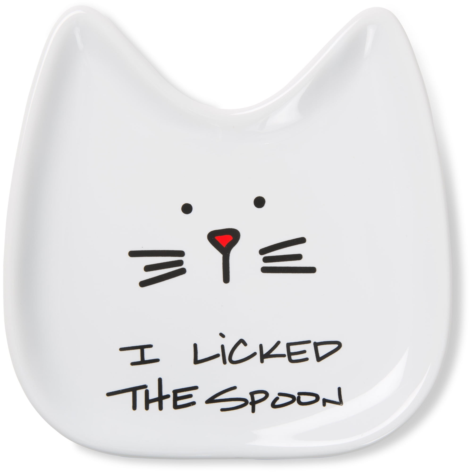 White Ceramic Cat Shaped Spoon Rest with Glossy Finish