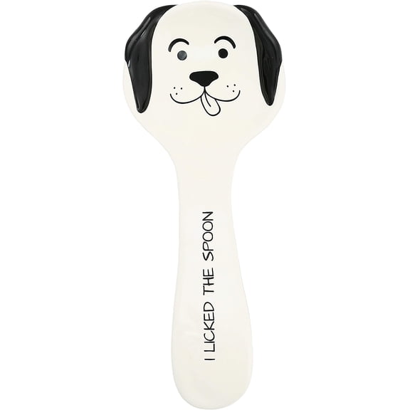 Pavilion Gift Company Dog Licked The Spoon, Spoon Rest, 10", White
