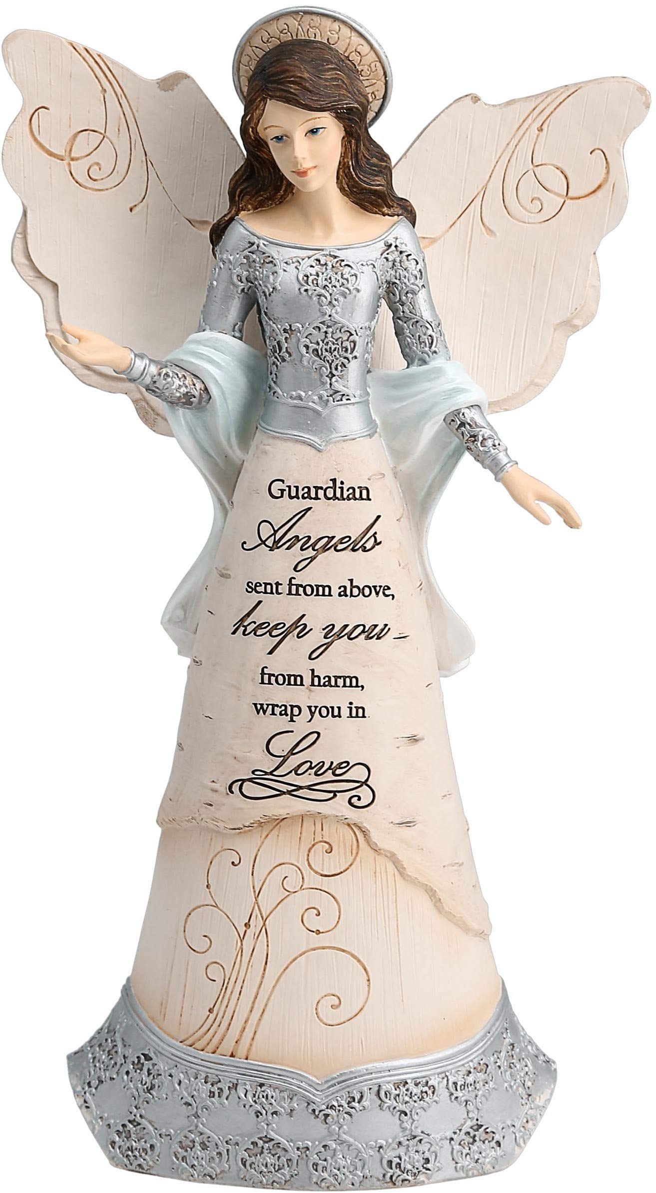 Seraphic Sentiment 9" Resin Angel Figurine with Pewter Finish