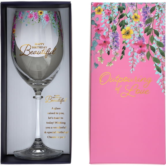 Pavilion Gift Company - Happy Birthday - Gift Boxed 19 oz Crystal Wine Glass