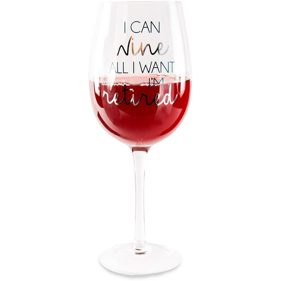 Pavilion Gift Company I Can Want I'm Retired-16 oz 16 oz. Crystal Wine Glass, Blue