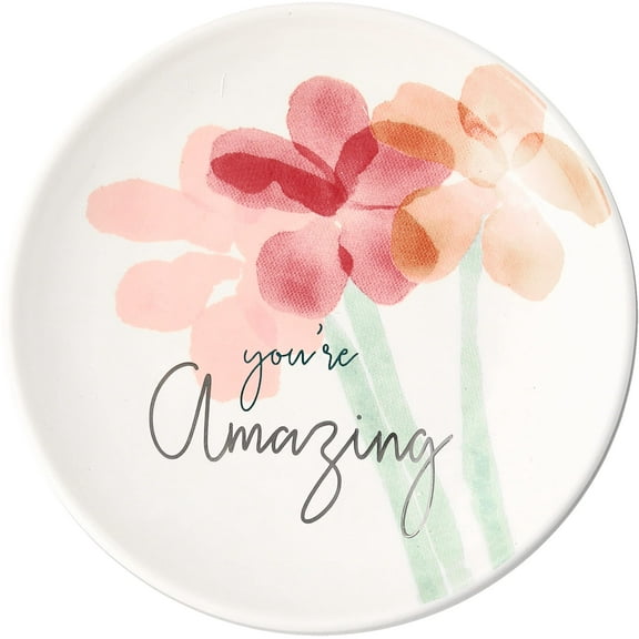 Pavilion Gift Company Keepsake Tray-You're Amazing Jewelry Dish, 4" Round, Pink