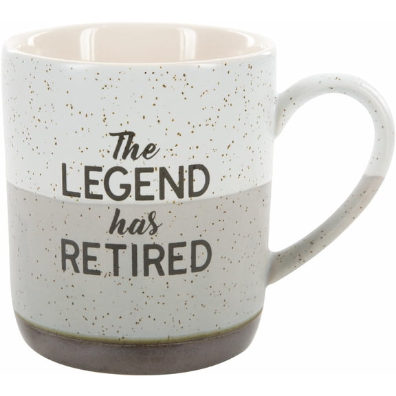 Pavilion Gift Company Large 15 Oz Stoneware Coffee Cup Mug The Legend Has Retired, 15oz, Grey