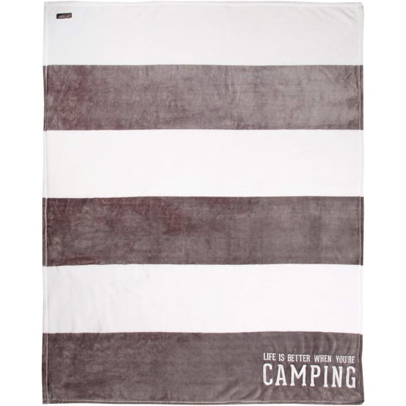 Pavilion Gift Company Throw Blanket with Embroidered Text, 50 x 60 Inch, Grey