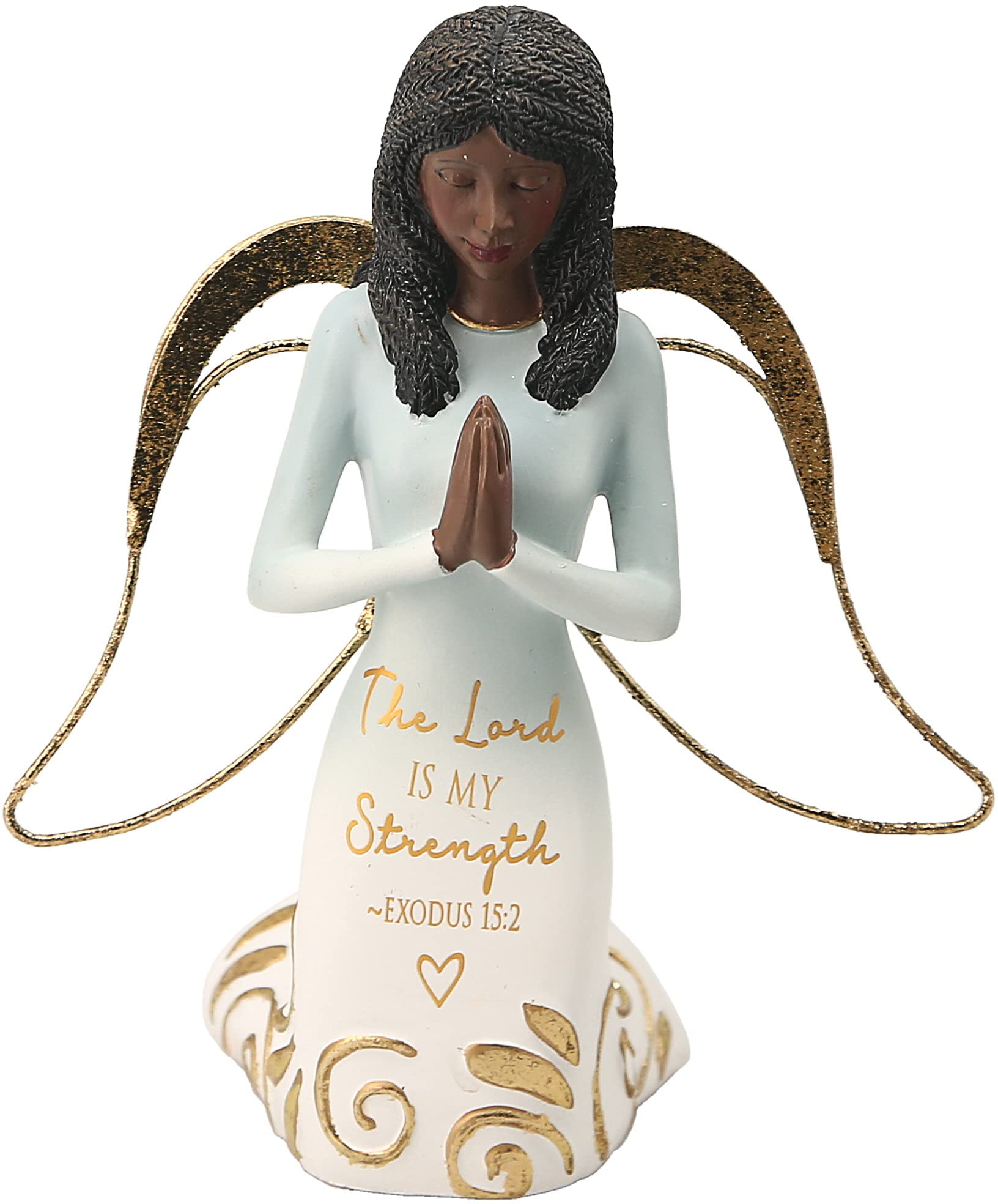 Ebony Resin Angel Figurine with Gold Wings - 5 inch