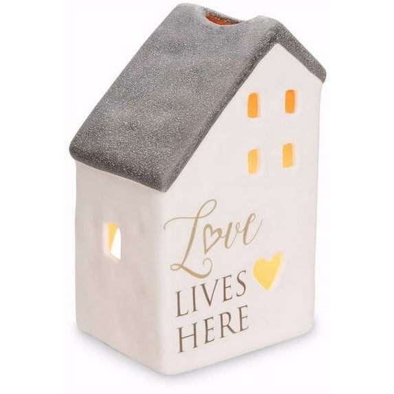 Pavilion Gift Company- Love Lives Here Porcelain House Candle Holder