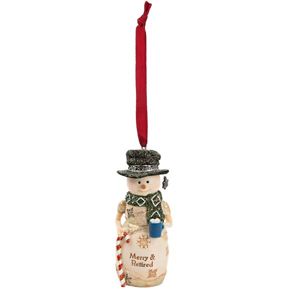 Pavilion Gift Company Merry & Retired - 4 Inch Collectible Snowman Ornament, White