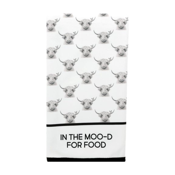 Pavilion Gift Company - Moo-d - Cow Cotton Blend Tea Towel Farm Animal Rustic Cute Kitchen Decor