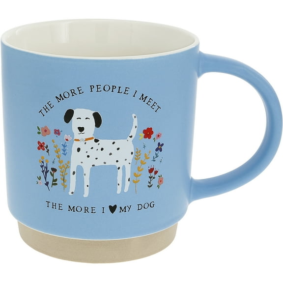 Pavilion Gift Company - My Dog - 18 oz Coffee Tea Cup Mug Floral Dalmatian Dog Lover Dog Parent Dog Mom Dog Dad Kitchenware Drinkware