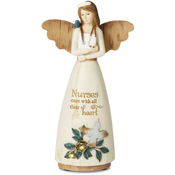 Pavilion Gift Company - "Nurses care with all their heart" Floral Nurse Angel Figurine 6"