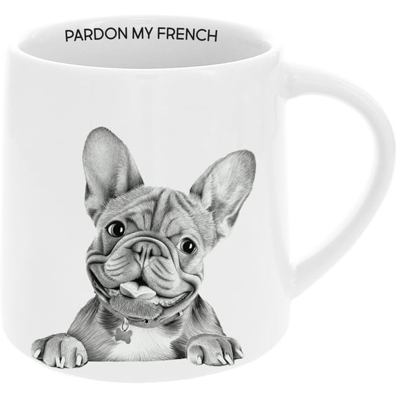 Pavilion Gift Company - Pardon - 17 oz Mug Coffee Tea Dog Doggy Puppy K9 French Bulldog Frenchie Drinkware Kitchenware