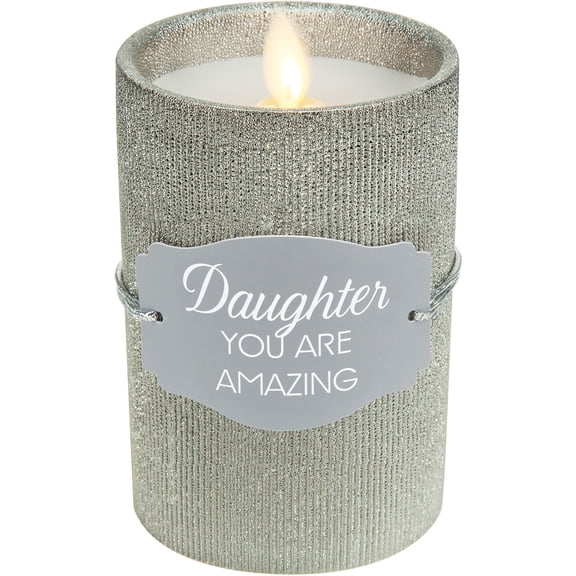 Pavilion Gift Company Pavilion-Daughter-Realistic LED Flame Candle, Silver