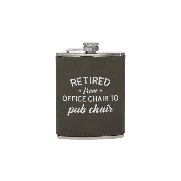 Pavilion Gift Company- Pub Chair - 8 oz Leather Wrapped Flask Retirement Retiree Grandpa Papa Pop Pop Humor Alcohol Pub Bar Gift