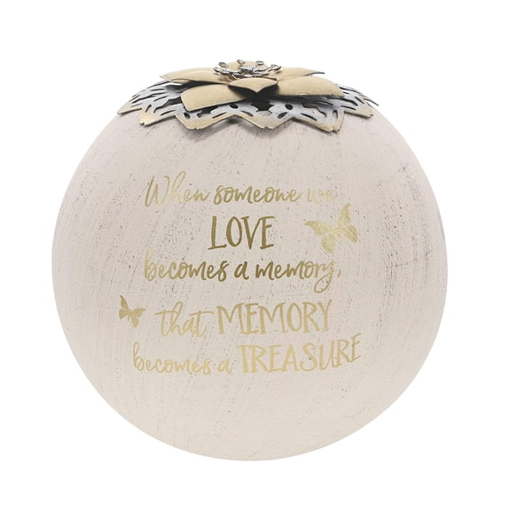 Pavilion Gift Company Round 5 Inch Tealight Candle Holder When Someone We Love, Memory Becomes A Treasure, 5.5 Inch, Gold