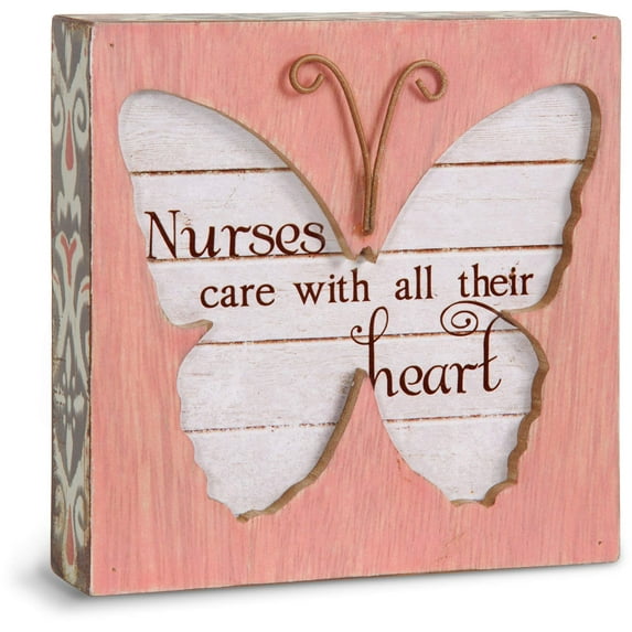 Pavilion Gift Company Simple Spirits 41092 Nurses Care with All Their Heart Butterfly Plaque, 4-1/2"