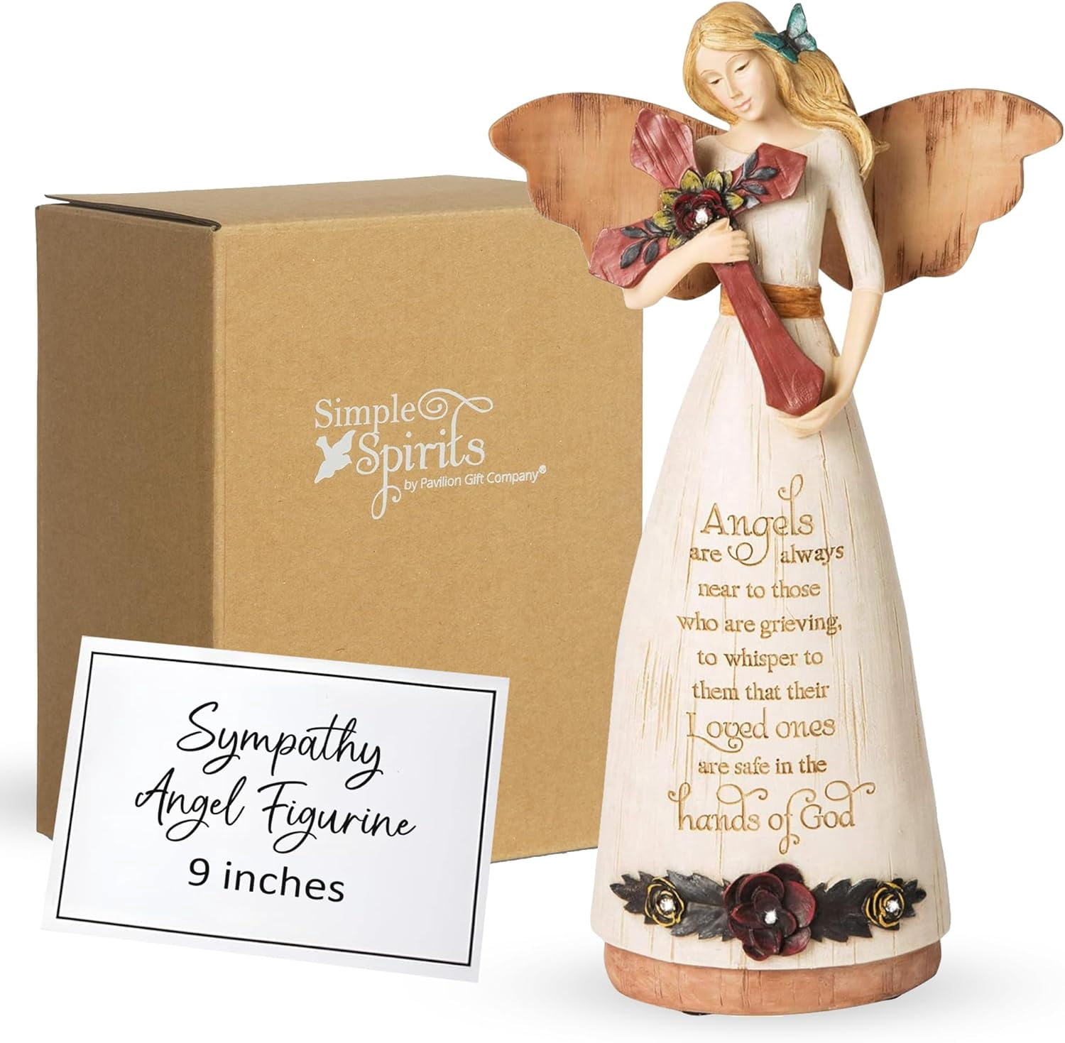 Pavilion Gift Company-Sympathy Angel Holding Cross 9 Inch