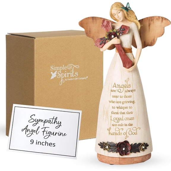 Pavilion Gift Company-Sympathy Angel Holding Cross 9 Inch