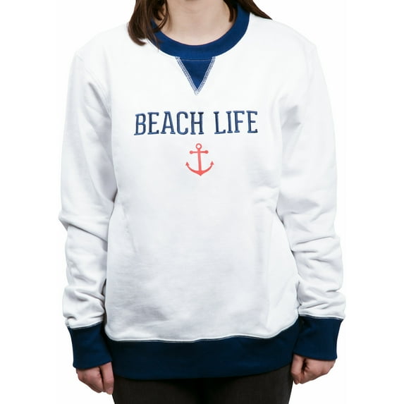 Pavilion Gift Company - Beach Life - L White Unisex Crewneck Sweatshirt