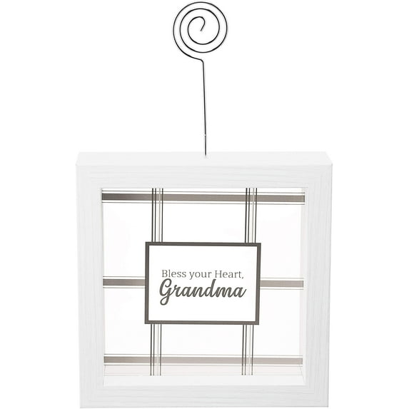 Pavilion- Grandma - 5" Framed Glass Plaque with Photo Clip- Farmhouse Home Decor Pavilion-Grandma-5" Framed Glass Photo Clip Plaque, 5", White