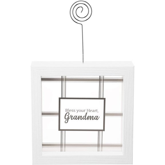 Pavilion- Grandma - 5" Framed Glass Plaque with Photo Clip- Farmhouse Home Decor Pavilion-Grandma-5" Framed Glass Photo Clip Plaque, 5", White