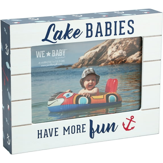 Pavilion - Lake Babies Have More Fun - Horizontal 7.5" x 6" Self-Standing Picture Frame - Holds 4" x 6" Photo Children Kids Family Memory Lake-Lover Present Lake House Cottage Gift