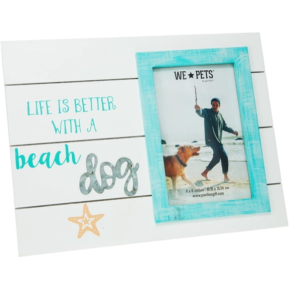 Pavilion - Life Is Better With A Beach Dog - 10.5x8 Inch Portrait Blue Easel Back Picture Frame