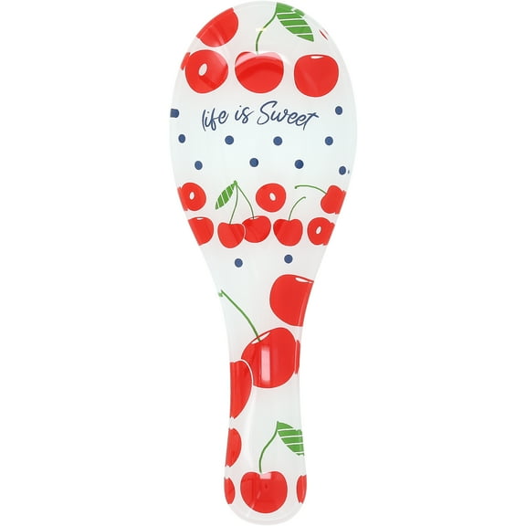 Pavilion - Life Is Sweet - Cherry Patterned Glass 9.25" Spoon Rest Vintage Spring Red Kitchen Decor